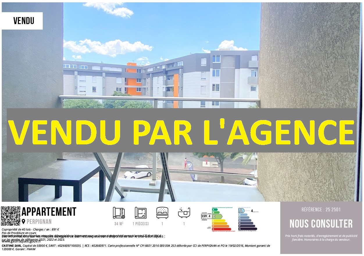 - VENDU PAR l'AGENCE - UN APPARTEMENT T1BIS, IDEAL INVESTISSEMENT A PERPIGNAN SUD