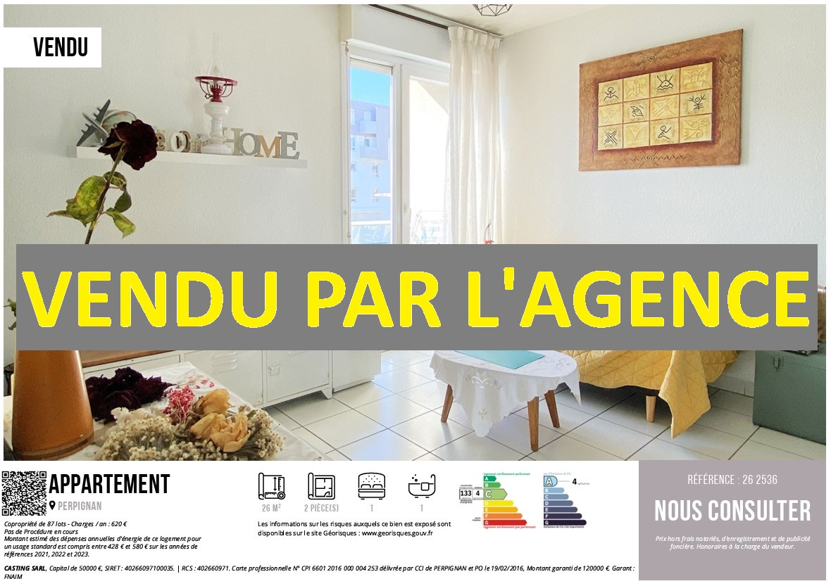 - VENDU PAR L'AGENCE - UN APPARTEMENT T1BIS, AVEC BALCON, A PERPIGNAN SUD