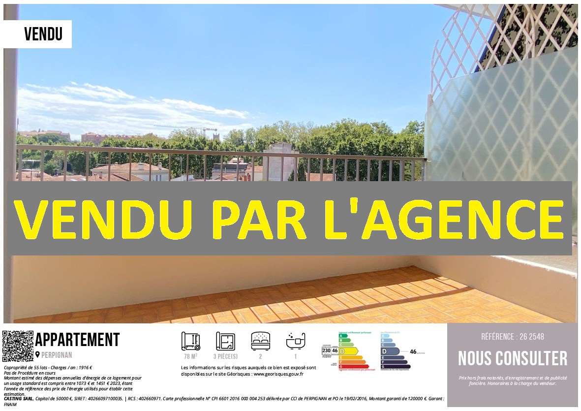 - VENDU PAR L'AGENCE - UN APPARTEMENT LUMINEUX T3, AVEC TERRASSE ET PARKING, A PERPIGNAN, SECTEUR DU SQUARE