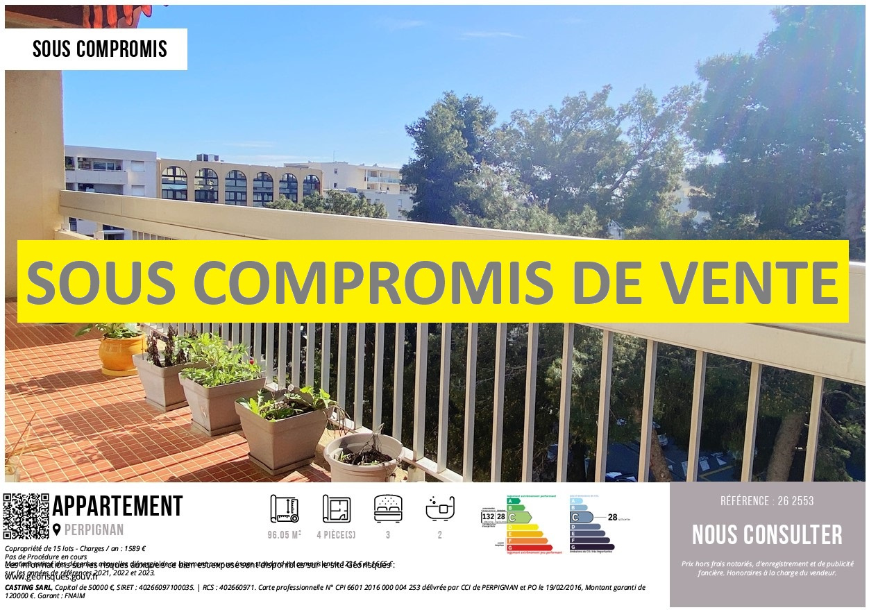 UN APPARTEMENT AU DERNIER ETAGE, AVEC GARAGE, A PERPIGNAN SUD
